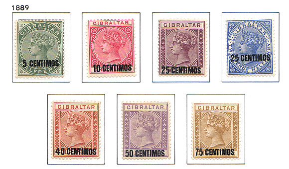1889 Reina Victoria Serie Sobreimpresos en pesetas