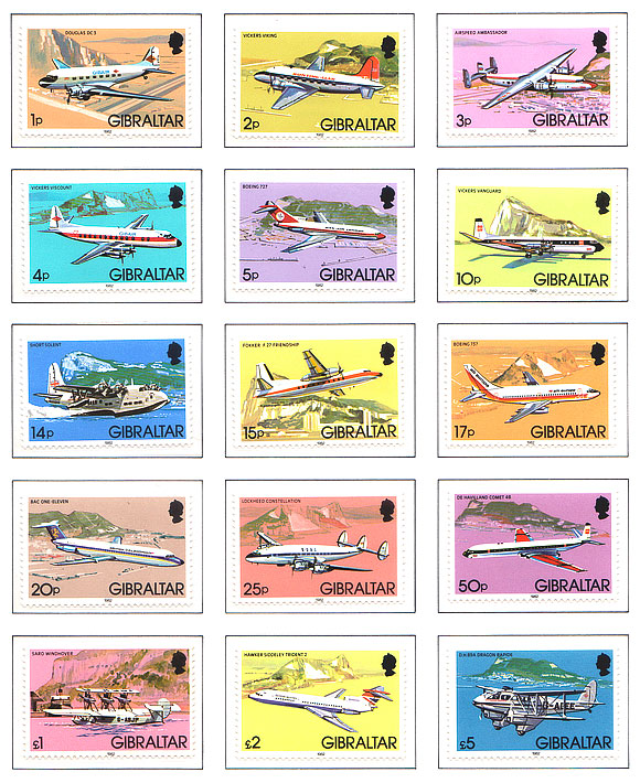 1982 Definitive (13v) aeroplani