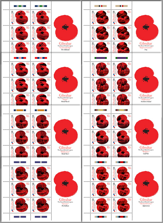 Royal British Legion Sheetlets (x 8)