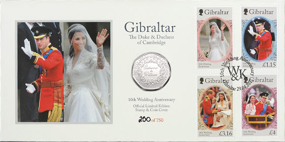 10th Wedding Ann Stamp & Coin Cover
